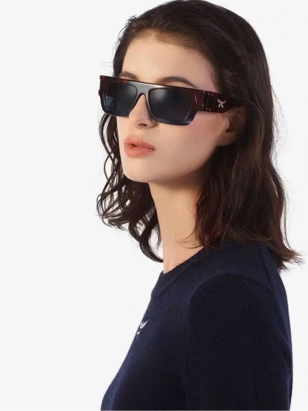 MCM Rectangular Sunglasses – Blue Havana
